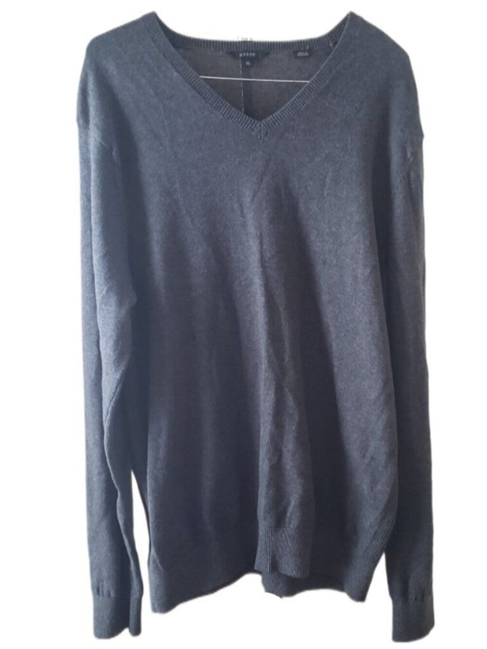 Guess Charcoal Gray Men's V-Neck Long Sleeve Sweater